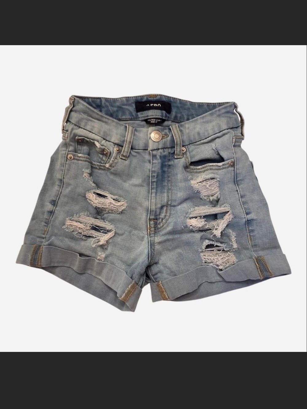 Distressed High Rise Light Blue Denim Shorts -size 00